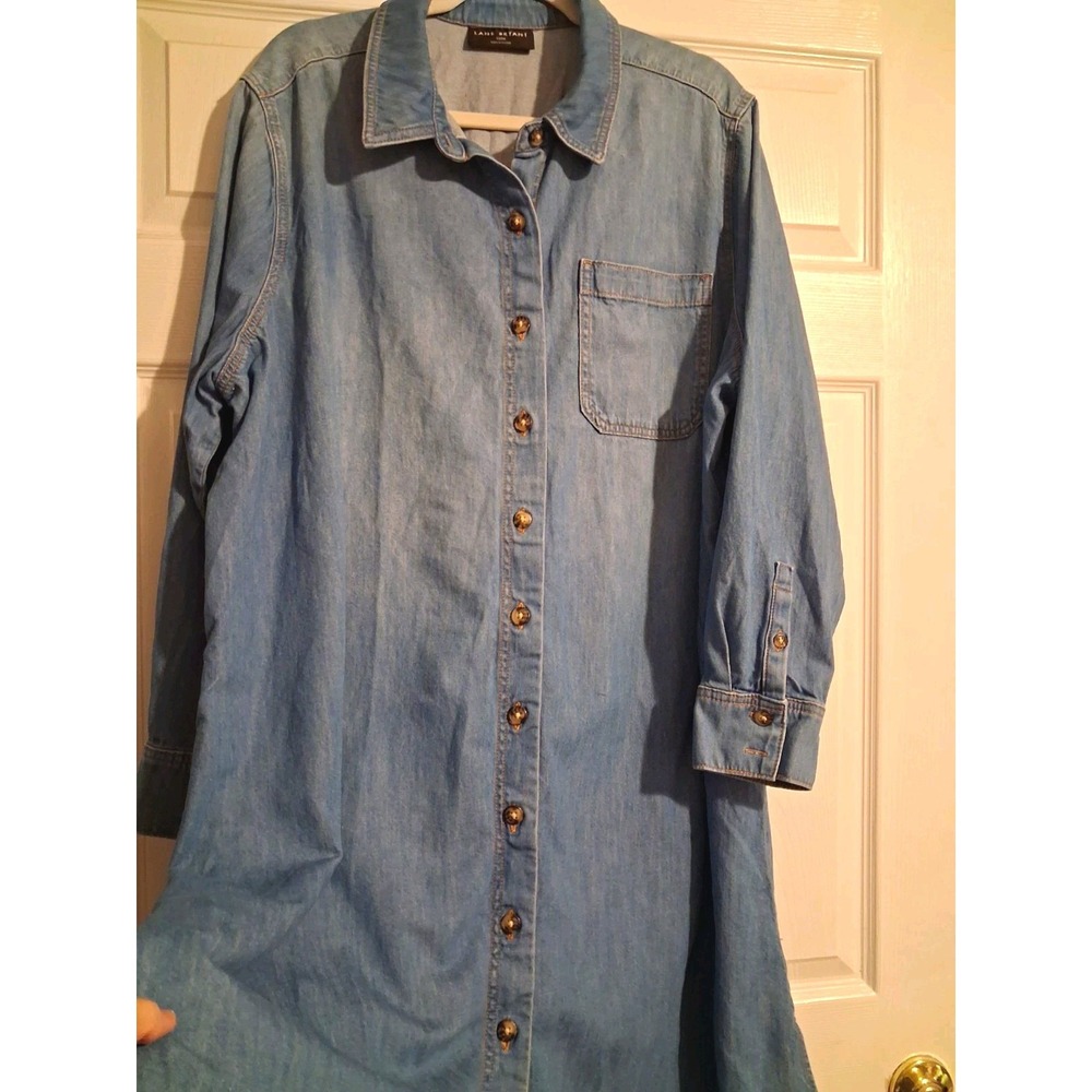 Lane Bryant Plus 3X 100% Cotton Chambray Denim Shirt Dress Belt Western Capsule - Picture 2 of 16